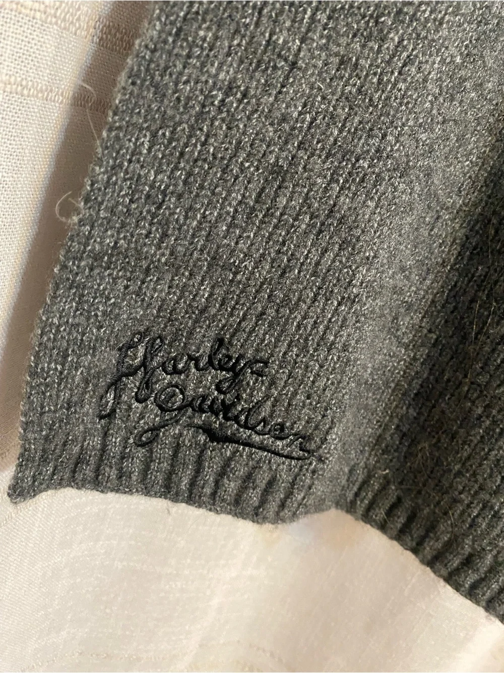 Harley-Davidson Gray Ribbed Knit Beanie Beanie and Scarf Matching Set